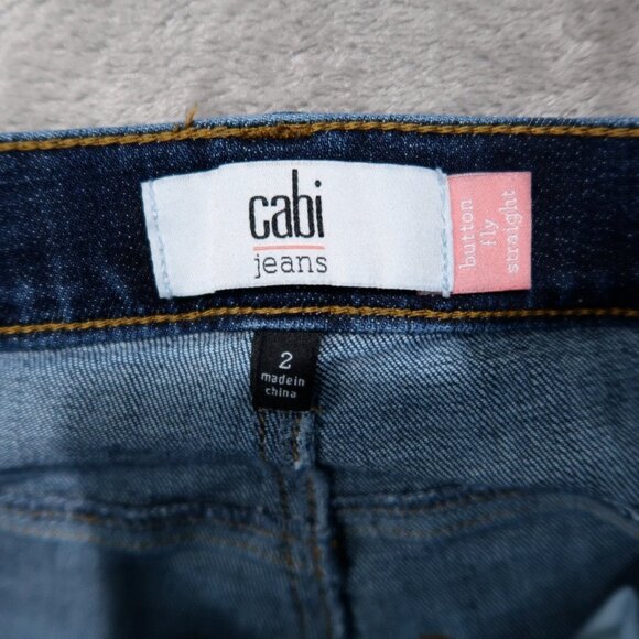 Cabi Jeans Womens 2 Blue Button Fly Straight Distressed Boho Chic Retro Preppy - Picture 10 of 16